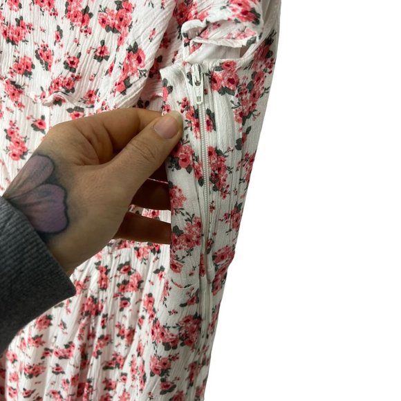 Torrid White Pink Floral Print Gauzy Sleeveless Sheath Dress 18 - Picture 7 of 11